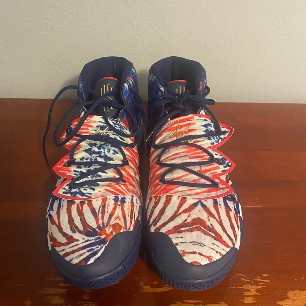 Nike Red, Blue, and Gold Athletic Shoes Nike Kyrie2
